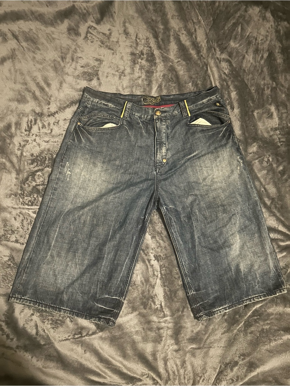 COOGI Men's Faded Blue Denim Jean Shorts